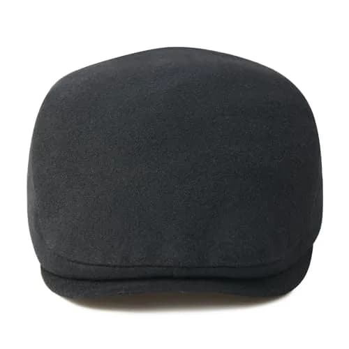 FEINION Men Wool Blend Flat Cap Tweed Newsboy Ivy Hat (Black) | Vintage Casual Winter Style thumbnail 4