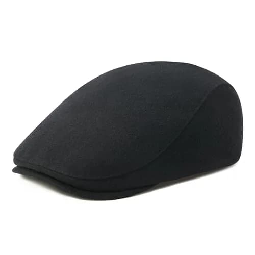 FEINION Men Wool Blend Flat Cap Tweed Newsboy Ivy Hat (Black) | Vintage Casual Winter Style thumbnail 2