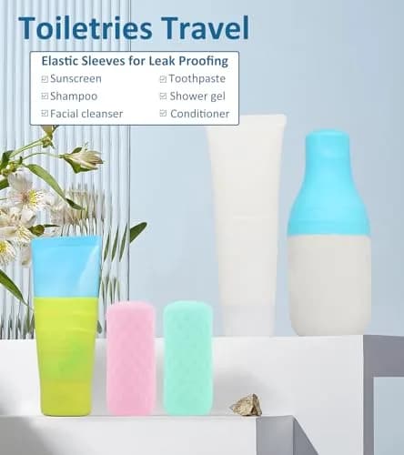 FOROUME 5 Pack Silicone Bottle Covers Leak Proofing | Travel Essentials for Toiletries thumbnail 4
