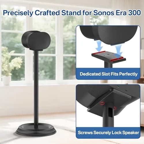 Chunxiao Heavy-Duty Speaker Stand Pair for Sonos Era 300, 39.4 inches | Secure Mounting with Cable Management thumbnail 2