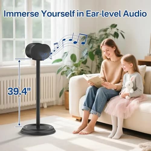 Chunxiao Heavy-Duty Speaker Stand Pair for Sonos Era 300, 39.4 inches | Secure Mounting with Cable Management thumbnail 3