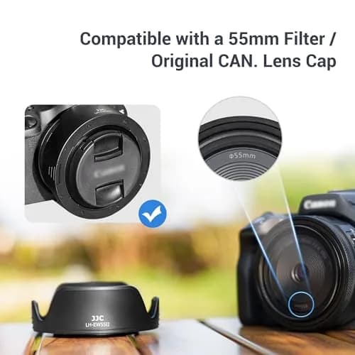 JJC Lens Hood for Canon RF 28mm F 2.8 STM | Reversible Lens Shade, Compatible with 55mm Filters & Cap thumbnail 4