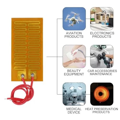 Coliao 12V 7W 25mmx50mm Polyimide Heater Plate (6-Pack) | Adhesive PI Heating Film Strip thumbnail 7
