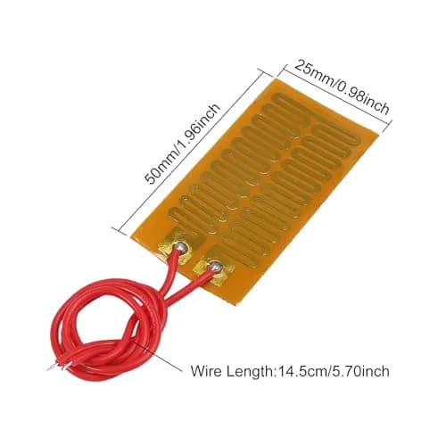 Coliao 12V 7W 25mmx50mm Polyimide Heater Plate (6-Pack) | Adhesive PI Heating Film Strip thumbnail 2