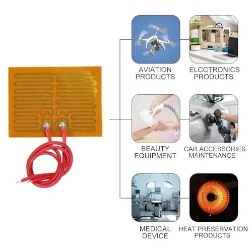 Coliao 6pcs 5V 1W PI Heating Film 30mmx40mm | Flexible Adhesive Polyimide Heater Plate thumbnail 7