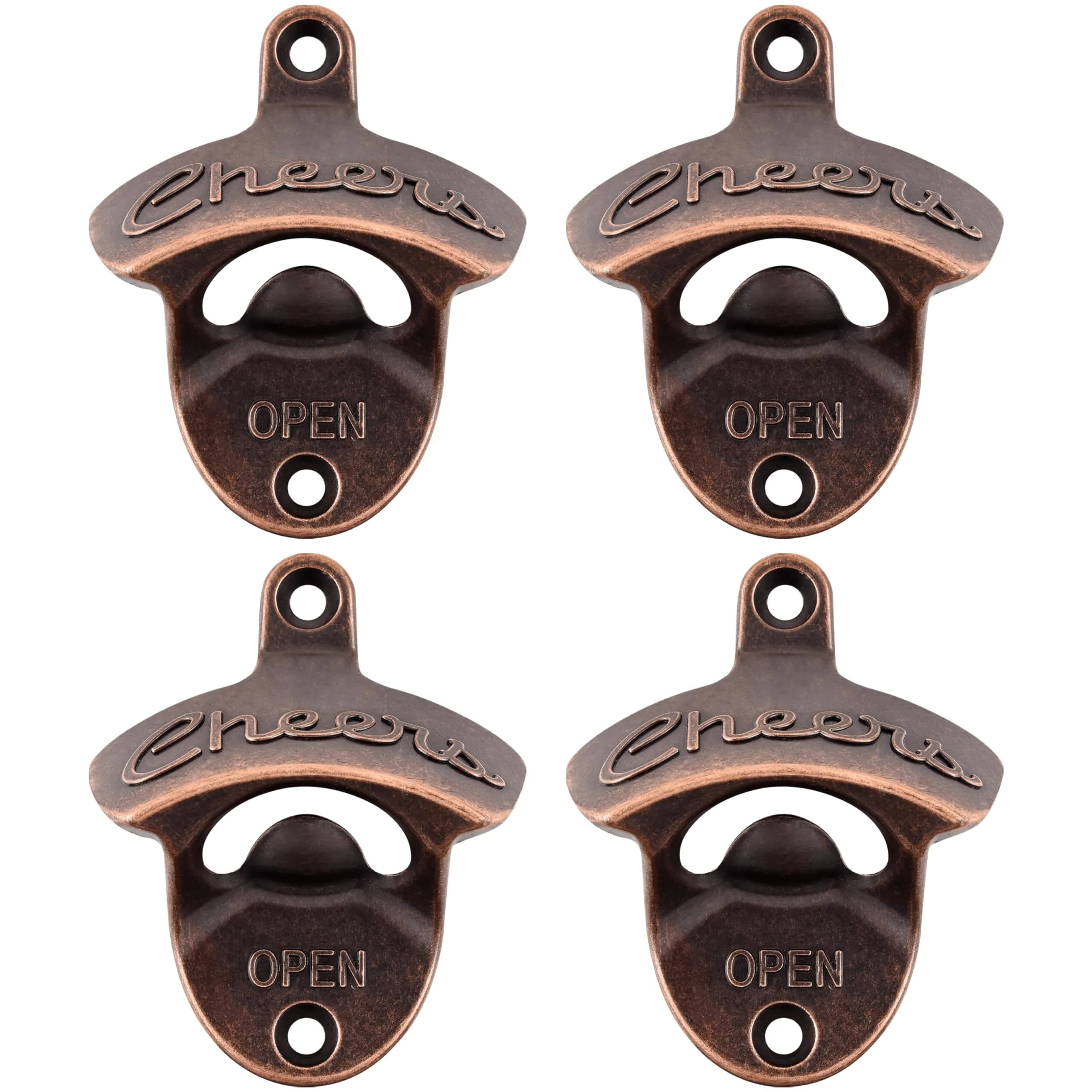 Luwanburg Cheers Wall Mounted Bottle Opener Antique Copper | Unique Soda Cap Tool (70-120c) — Antique Copper