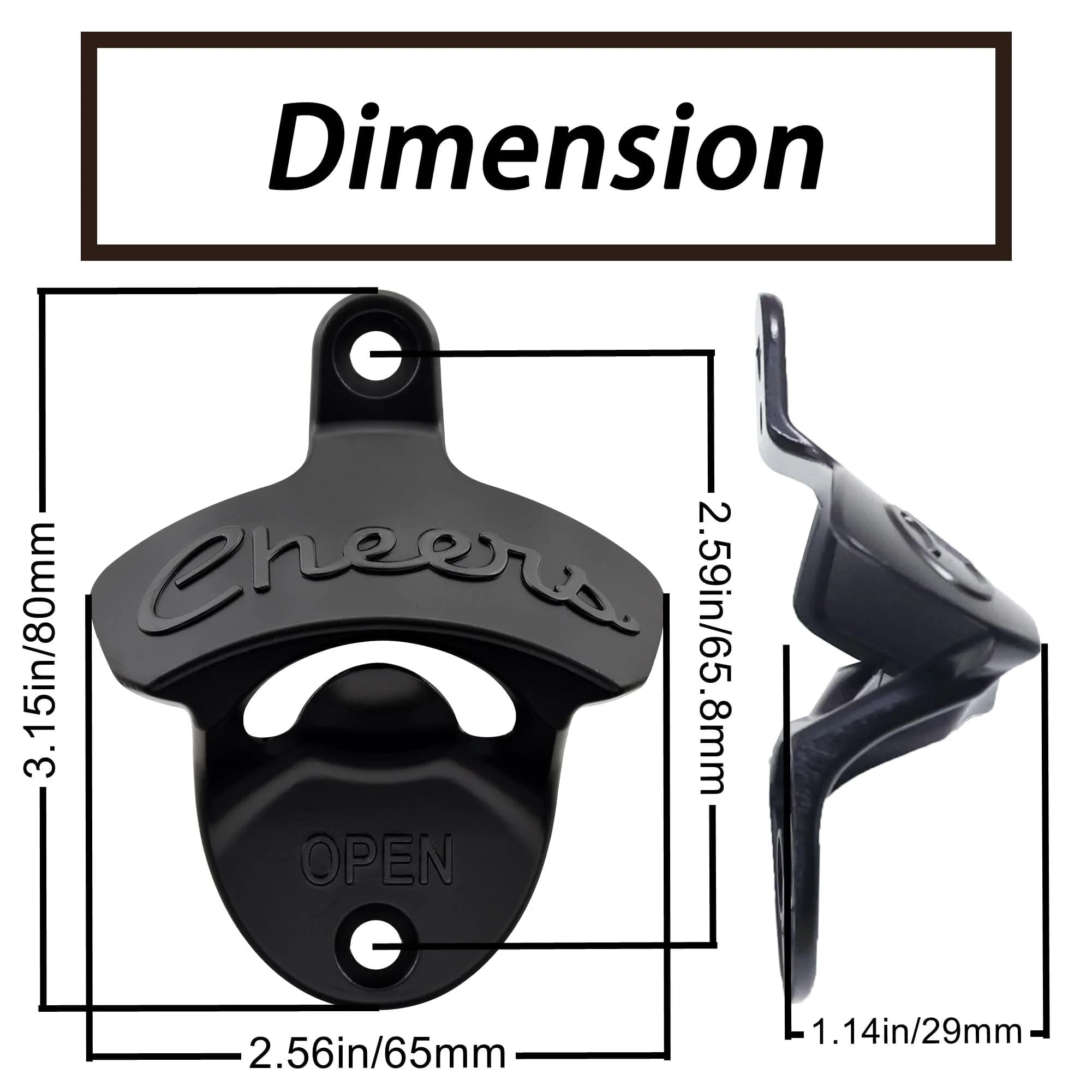 Luwanburg Cheers Wall Mounted Bottle Opener Black | Unique Beer Cap Decor & Effortless Use thumbnail 5