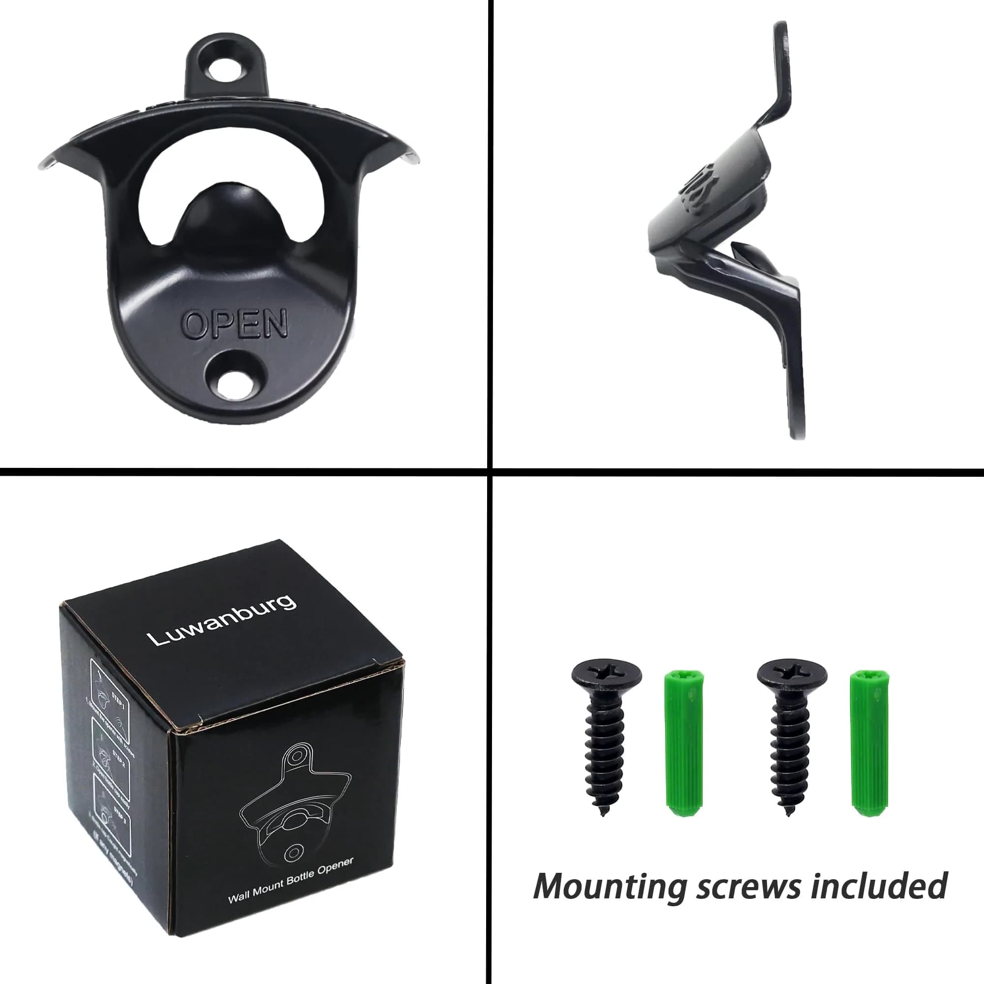 Luwanburg Cheers Wall Mounted Bottle Opener Black | Unique Beer Cap Decor & Effortless Use thumbnail 6