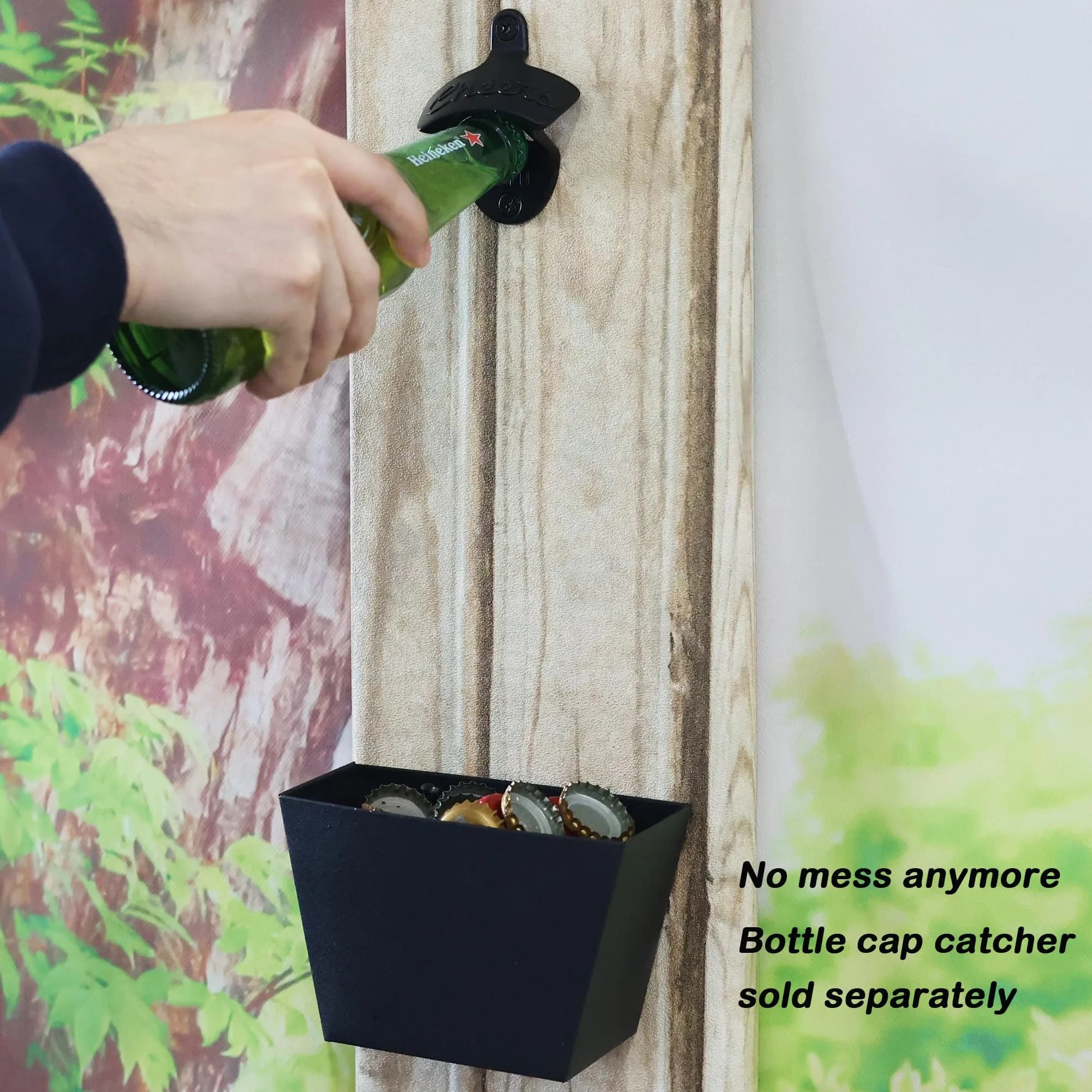 Luwanburg Cheers Wall Mounted Bottle Opener Black | Unique Beer Cap Decor & Effortless Use thumbnail 4