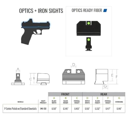 Night Fision Optic Fiber Sight Set for Sig Sauer P320/P365 | Green Front, .345-.332 Height, CNC Steel, Optics Ready thumbnail 6