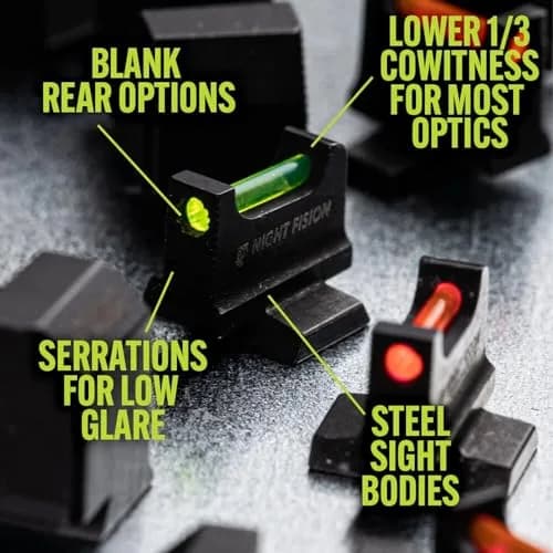 Night Fision Optic Fiber Sight Set for Sig Sauer P320/P365 | Green Front, .345-.332 Height, CNC Steel, Optics Ready thumbnail 7