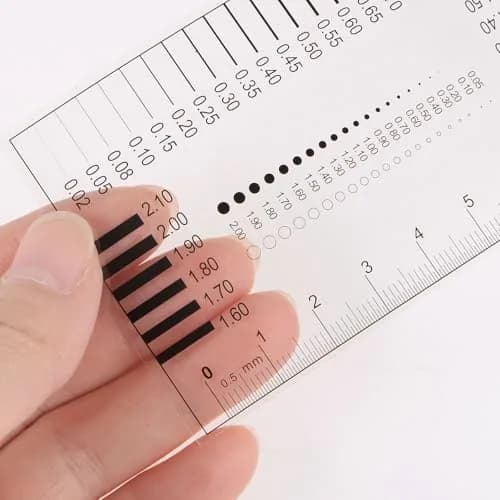 HARFINGTON High Precision SEC Size Estimation Chart 8cm | Flaw Detection Film Ruler for Diameter & Line Width thumbnail 5
