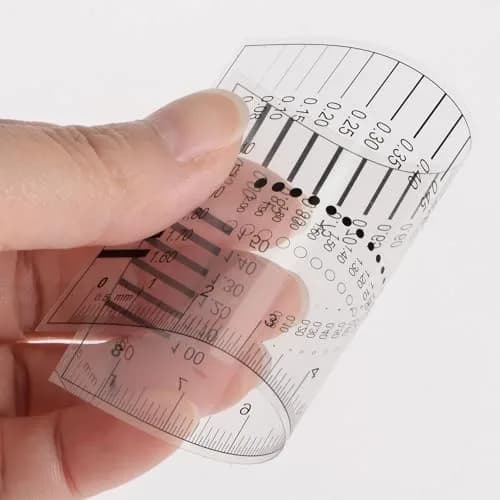 HARFINGTON High Precision SEC Size Estimation Chart 8cm | Flaw Detection Film Ruler for Diameter & Line Width thumbnail 6