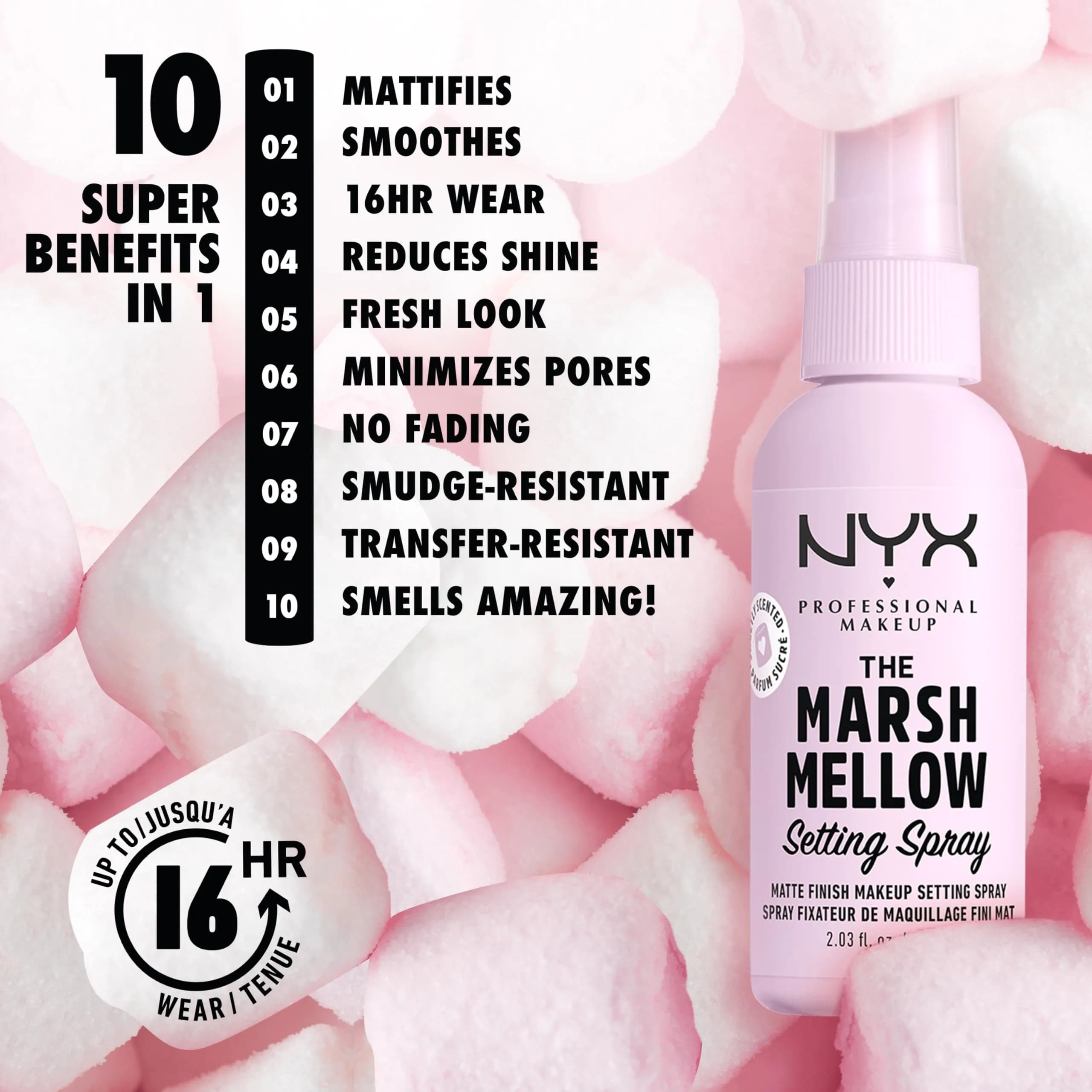 NYX PROFESSIONAL MAKEUP Marshmellow Matte Setting Spray 60ml (2.03 Fl Oz) | Vegan Formula for 16HR Makeup Wear - view 2