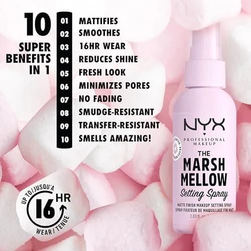 NYX PROFESSIONAL MAKEUP Marshmellow Matte Setting Spray 60ml (2.03 Fl Oz) | Vegan Formula for 16HR Makeup Wear thumbnail 2