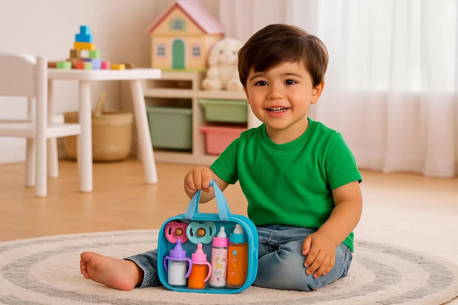 fash n kolor My Sweet Baby Disappearing Doll Feeding Set with 2 Milk Bottles, 2 Juice Bottles, 2 Pacifiers & Toy Bag | Ages 3+ - view 6