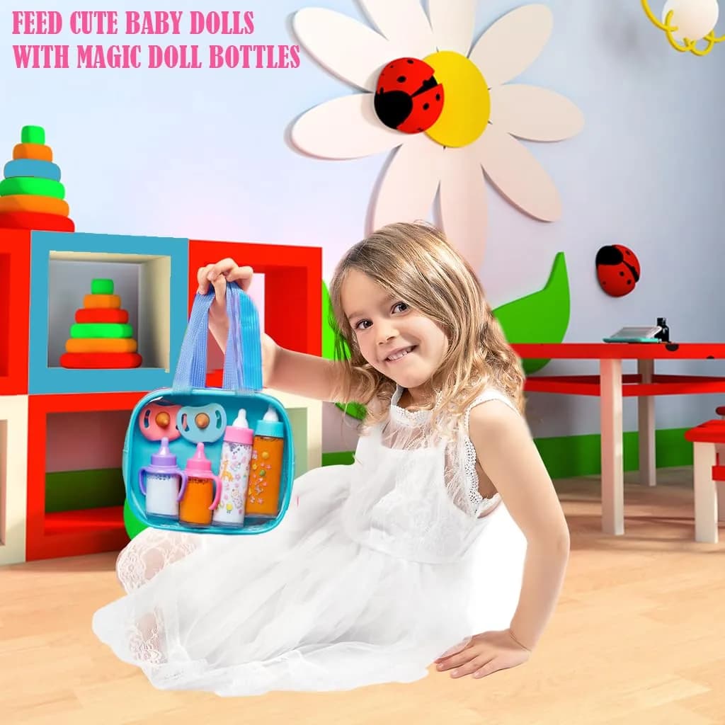 My Sweet Baby Blue 6-Piece Doll Feeding & Diaper Bag Set with Disappearing Milk Bottles - view 4