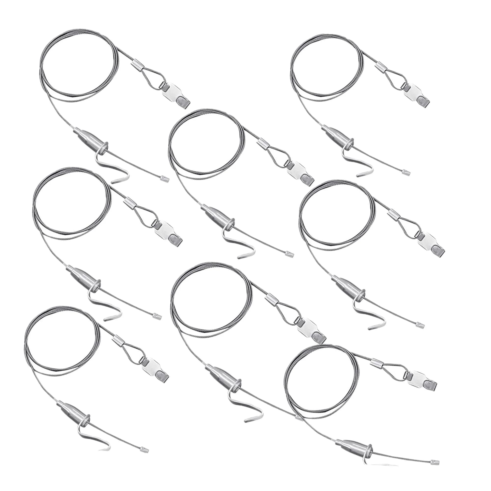 alblinsy 20 Pcs Adjustable Metal Art Gallery Display Hanger Hooks | Durable Wire Rope Rail Picture Hanging System — 8 PCS 3.28 ft
