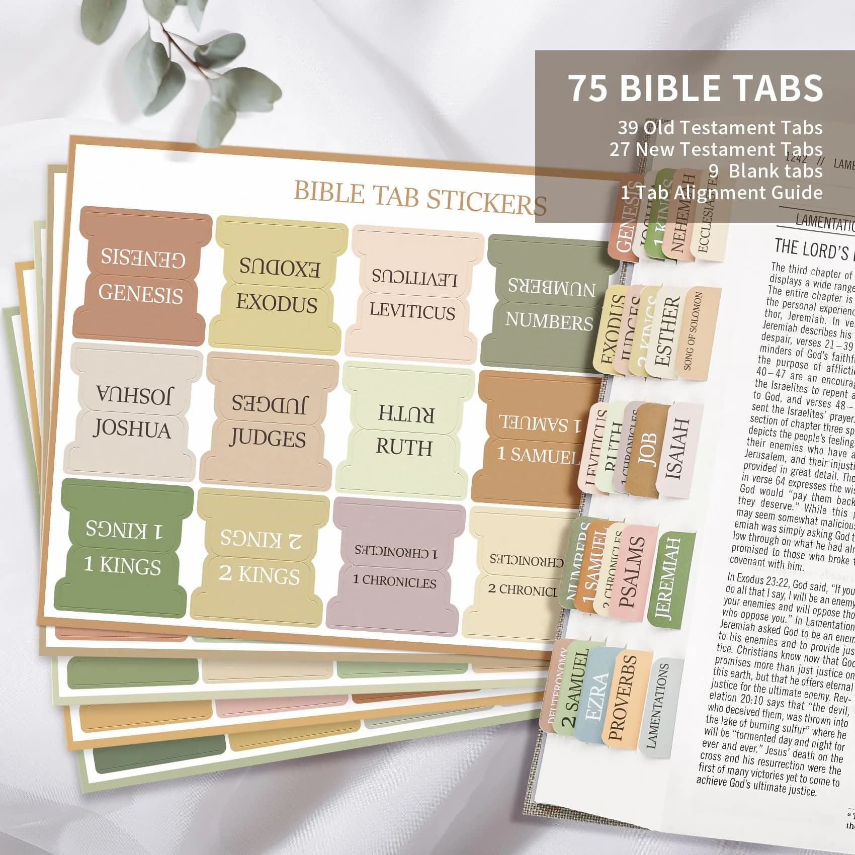 Taja Boho Bible Tabs for Women & Men - Large Print, Easy Navigation (66+9 Blank Tabs) - view 2
