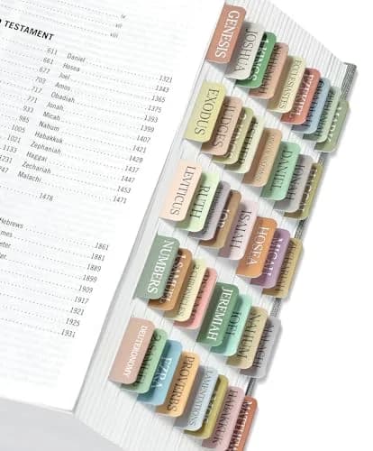 Taja Bible Tabs for Women & Men, Large Print Neutral Bible Tabs (66+9 Blank Tabs) | Easy Bible Navigation — A- Boho