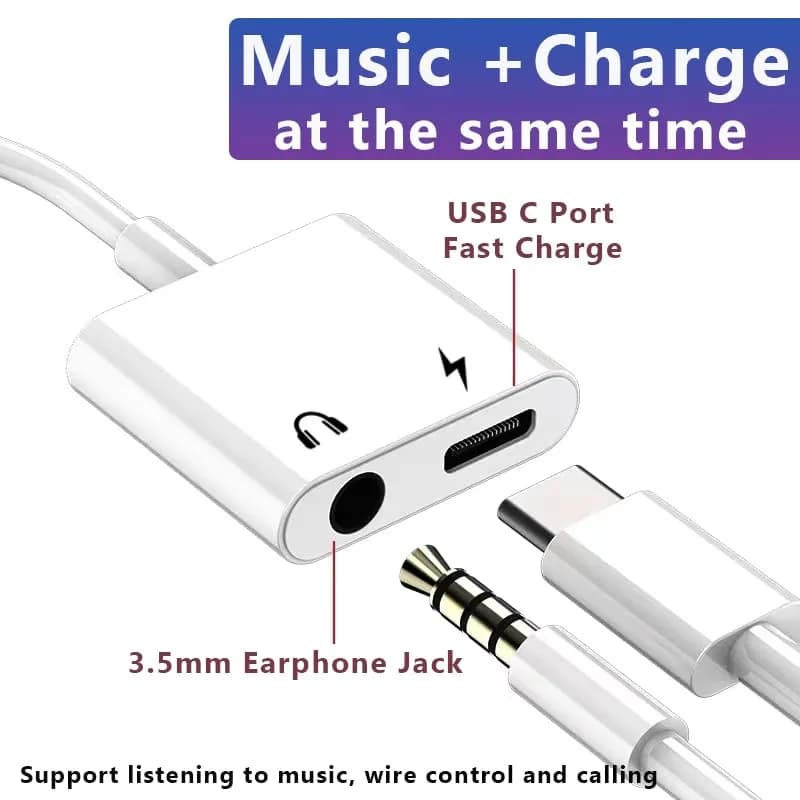 Snlrntin Dual USB-C Headphone and Charger Adapter | PD Fast Charging & Audio Splitter - view 2