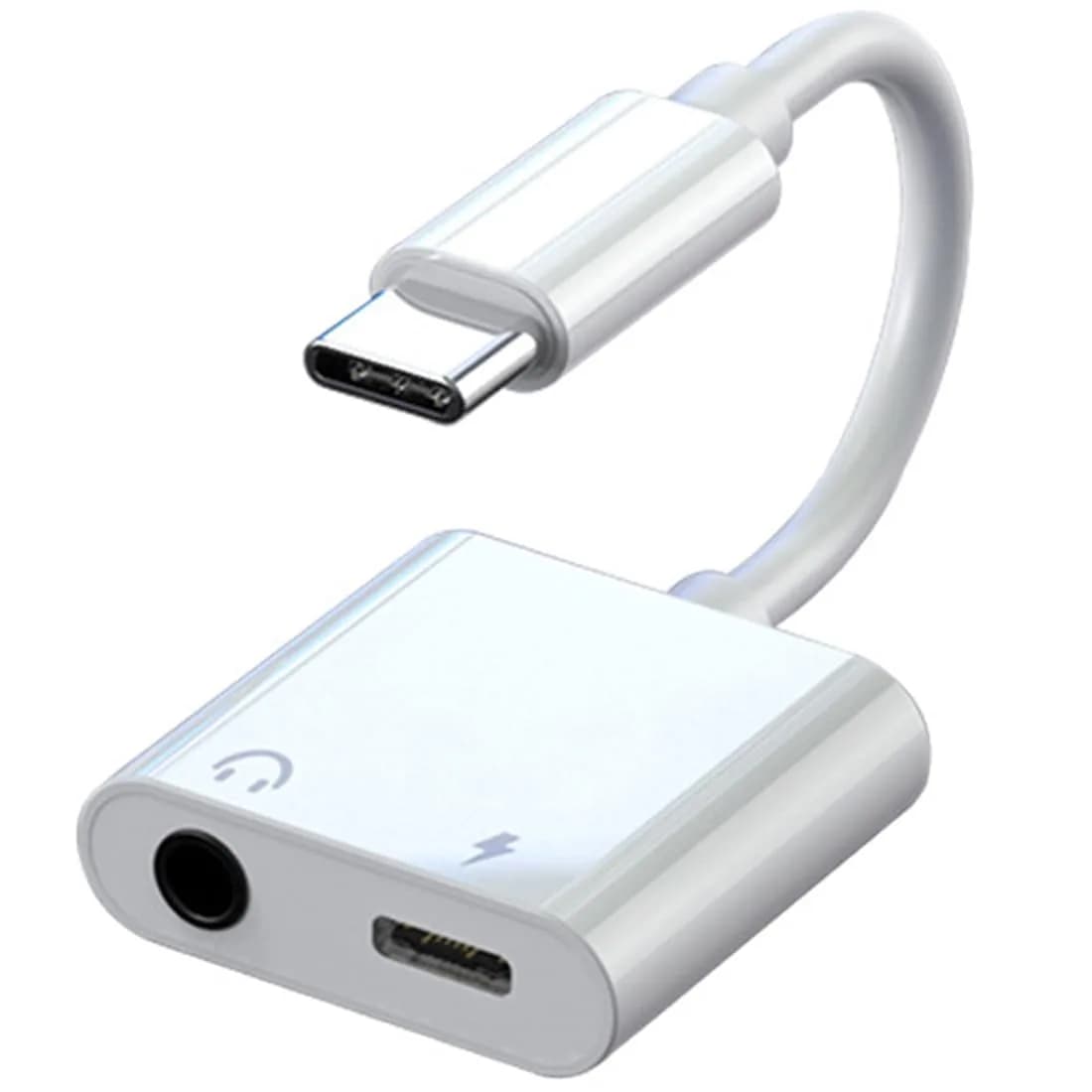 Snlrntin USB C to 3.5mm Headphone and Charger Adapter | 2-in-1 Aux Audio Jack with PD Fast Charging — MR-USB C+USB C