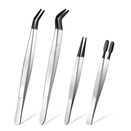 Ainiv 4pcs Tweezers with Rubber Tips | Precision Stainless Steel for Beauty & DIY (70-120 chars) thumbnail 1