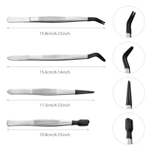 Ainiv 4pcs Tweezers with Rubber Tips | Precision Stainless Steel for Beauty & DIY (70-120 chars) thumbnail 3
