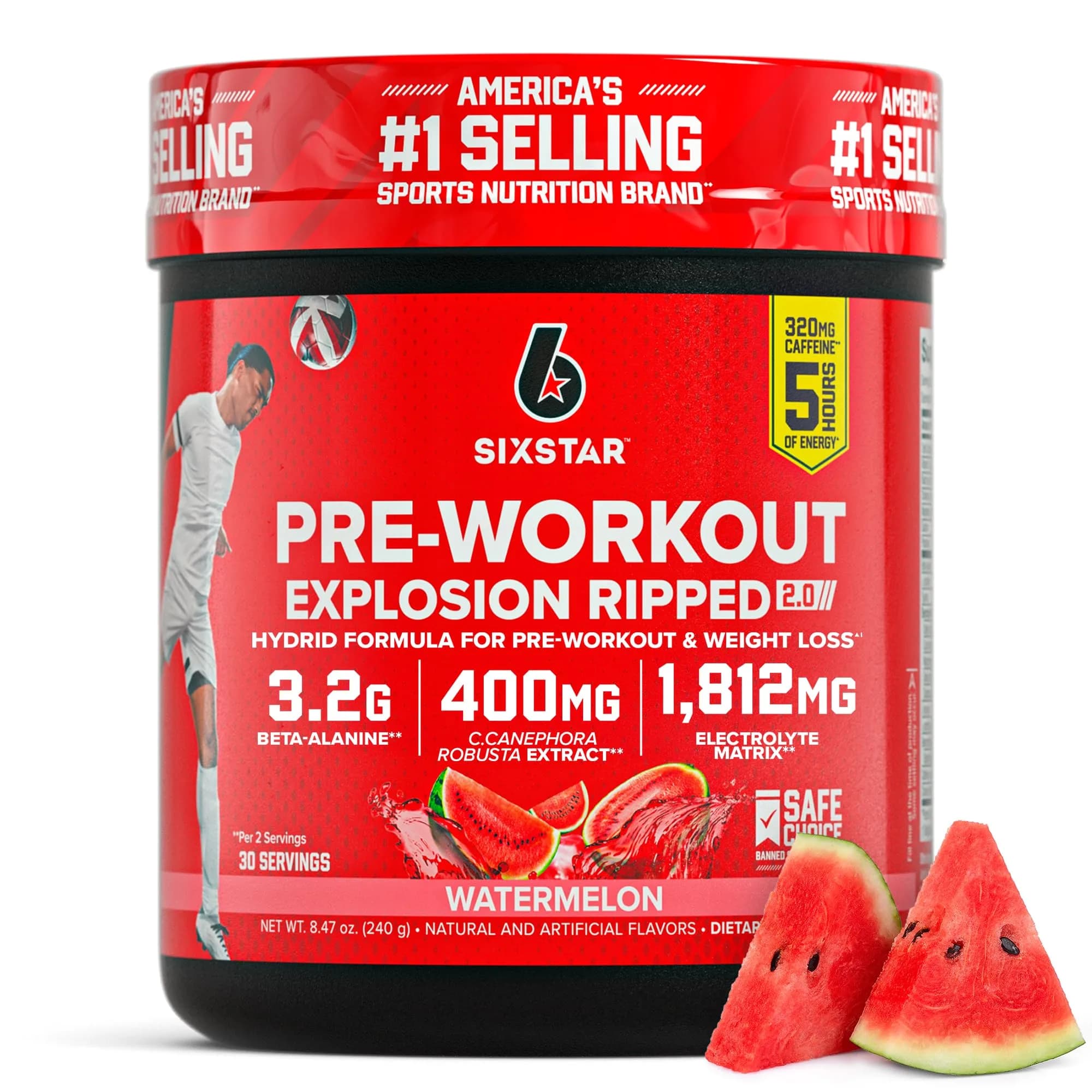 Six Star Pre-Workout Explosion for Men & Women Watermelon | Explosive Energy & Weight Management (70-120 chars)
