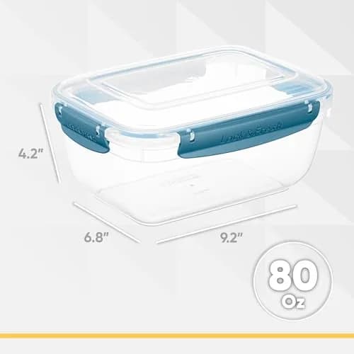 Superio Plastic Food Storage Container with Airtight Lid 80 Oz | Leakproof, BPA Free, Stackable, Microwave & Dishwasher Safe thumbnail 2