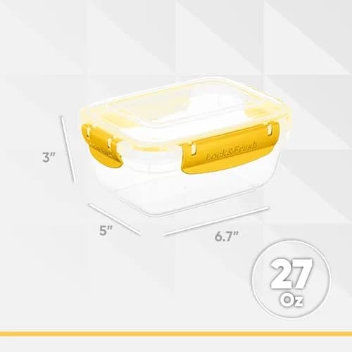 Superio Plastic Food Storage Container with Airtight Lid 27 oz | Leakproof, BPA Free, Stackable, Microwave & Freezer Safe thumbnail 2