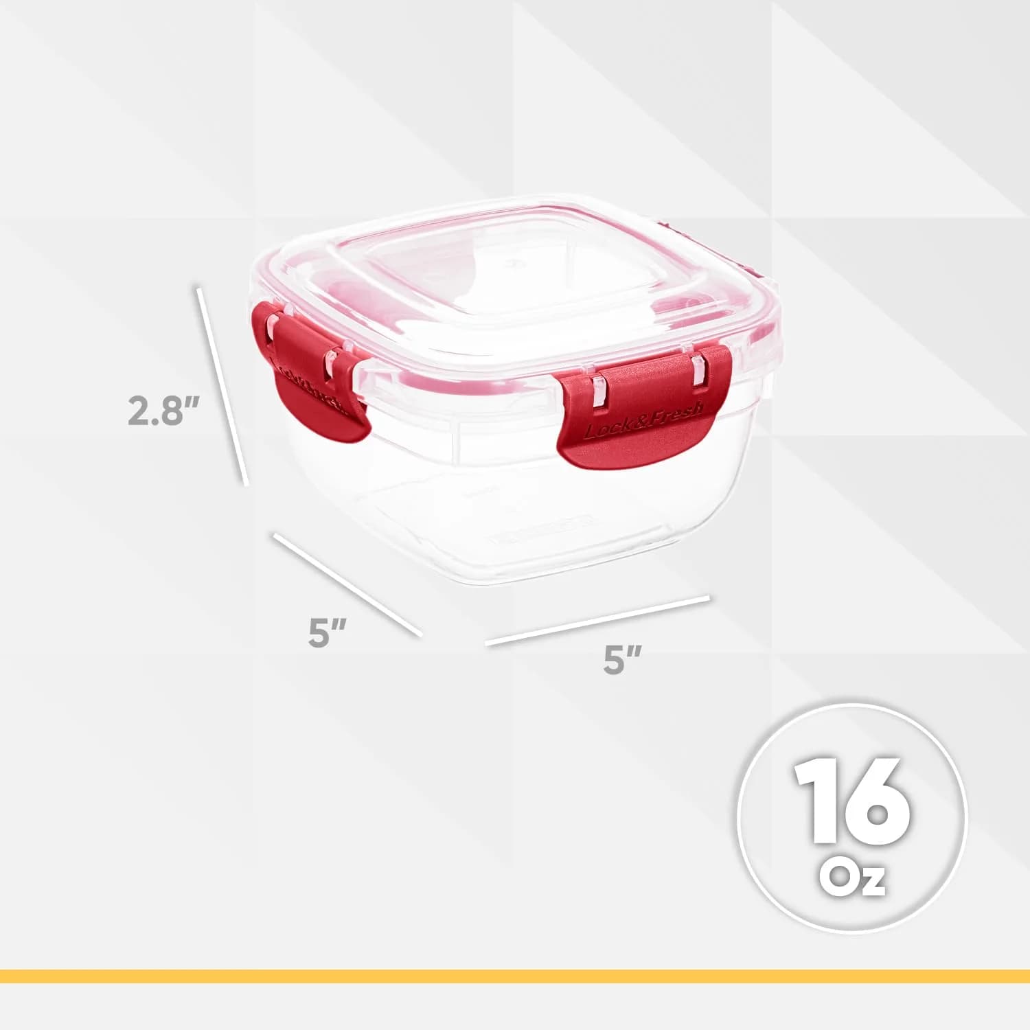 Superio Lock and Fresh Airtight Food Storage Containers with Lids, 473 ml (16 oz), BPA Free, Square Sealed Container, Red thumbnail 2