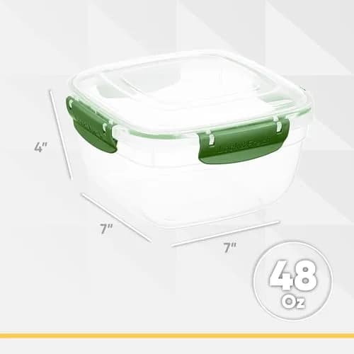 Superio Plastic Food Storage Container with Airtight Lid 48 Oz | Leakproof, BPA Free, Stackable, Microwave & Freezer Safe thumbnail 2