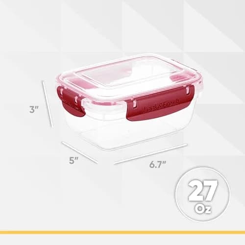 Superio Plastic Food Storage Container with Airtight Lid 27 oz | Leakproof, BPA Free, Stackable, Microwave & Freezer Safe thumbnail 2