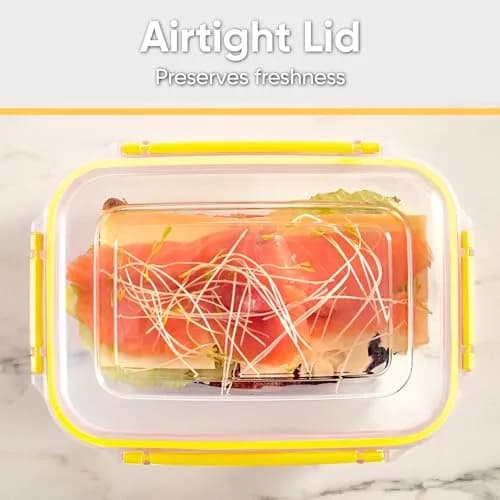 Superio Airtight Food Storage Container with Lid - 1.4 L (48 Oz / 6 Cups) Yellow | BPA-Free, Leakproof, Stackable, Microwave & Freezer Safe thumbnail 6