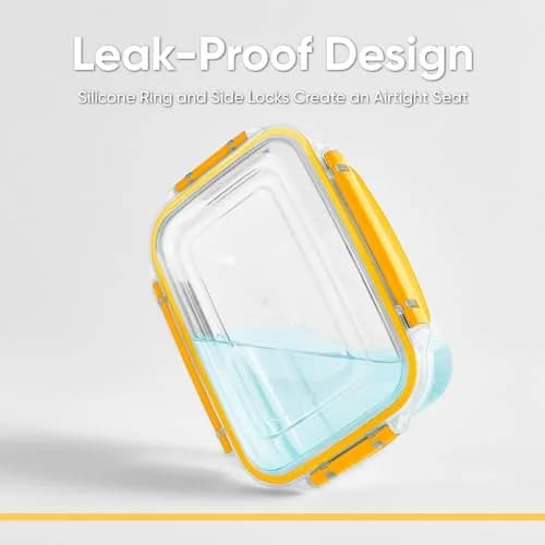 Superio Airtight Food Storage Container with Lid - 1.4 L (48 Oz / 6 Cups) Yellow | BPA-Free, Leakproof, Stackable, Microwave & Freezer Safe thumbnail 3