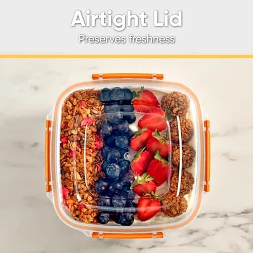 Superio Orange 48 Oz Food Storage Container | Airtight, Leakproof, BPA-Free, Microwave Safe thumbnail 6