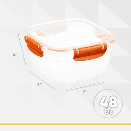 Superio Orange 48 Oz Food Storage Container | Airtight, Leakproof, BPA-Free, Microwave Safe thumbnail 2