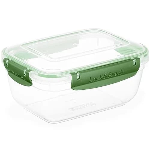 Superio Lock and Fresh Airtight Food Storage Containers with Lids for Kitchen Pantry Organization, BPA Free, Lunch, and Meal Prep Plastic Containers, 48 oz. Rectangular Sealed Container, Green thumbnail 1