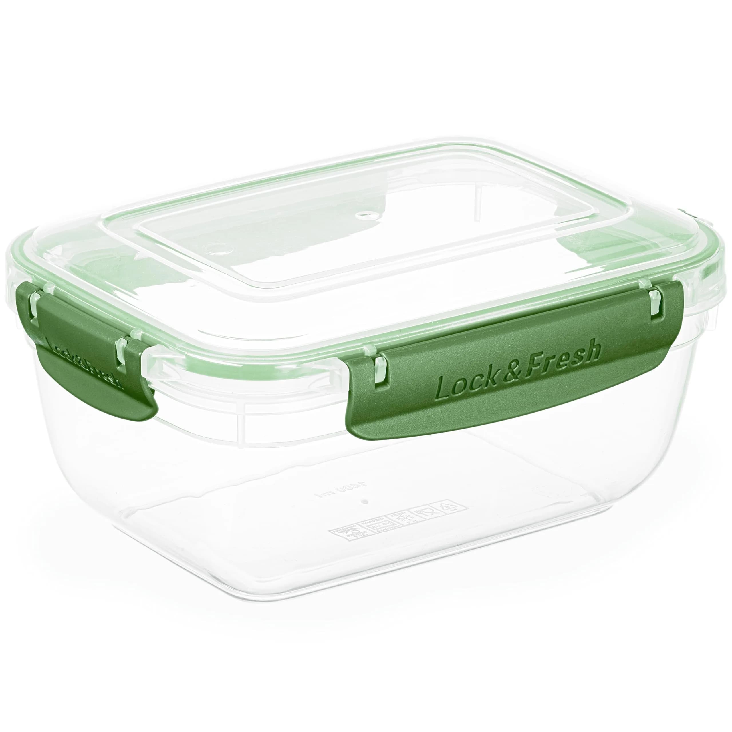 Superio Lock and Fresh Airtight Food Storage Containers with Lids for Kitchen Pantry Organization, BPA Free, Lunch, and Meal Prep Plastic Containers, 48 oz. Rectangular Sealed Container, Green - main product image