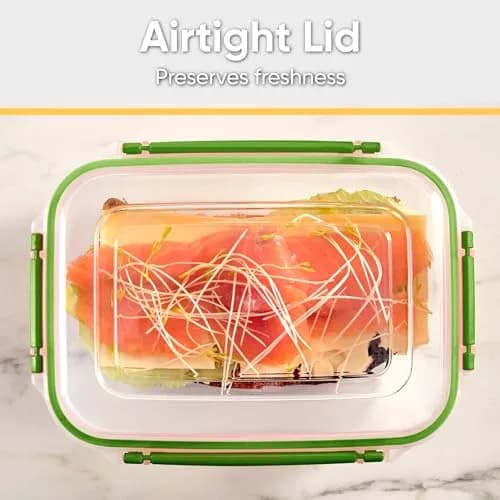 Superio Lock and Fresh Airtight Food Storage Containers with Lids for Kitchen Pantry Organization, BPA Free, Lunch, and Meal Prep Plastic Containers, 48 oz. Rectangular Sealed Container, Green thumbnail 4