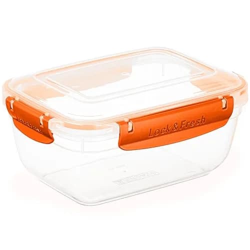 Superio Orange 1183ml (48 Oz) Plastic Food Storage Container with Airtight Lid | Leakproof Bento Box for Kitchen Organization thumbnail 1
