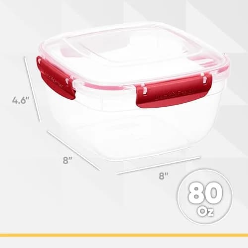 Superio Red 80 oz (2.3 L) Airtight Food Storage Container | Leakproof & Stackable for Kitchen Pantry Organization thumbnail 2