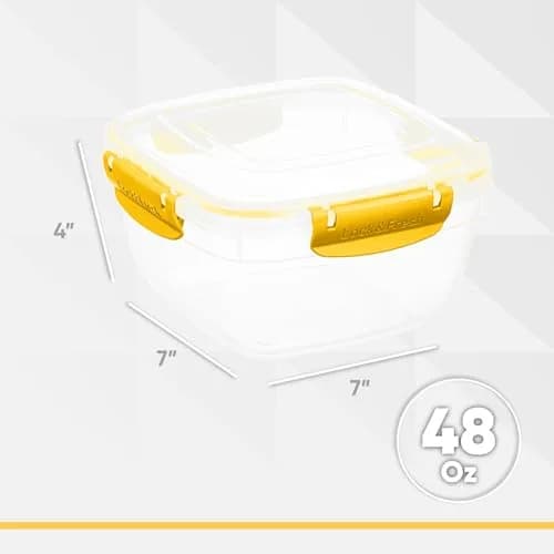 Superio Plastic Food Storage Container Yellow 48 Oz | BPA-Free, Airtight, Leakproof, Stackable thumbnail 2