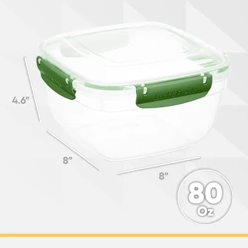 Superio Plastic Food Storage Container with Airtight Lid 80 Oz | Leakproof, Stackable, BPA Free thumbnail 2