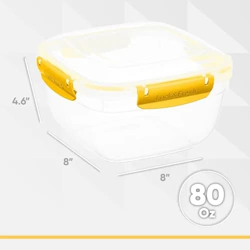 Superio Plastic Food Storage Container with Airtight Lid 80 oz | Leakproof, BPA Free, Stackable Kitchen Organizer thumbnail 2