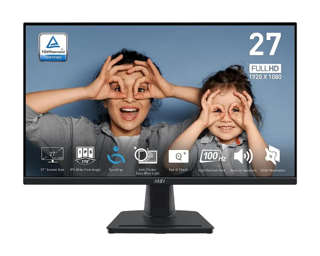 msi PRO MP275 27-inch IPS 1920 x 1080 (FHD) Computer Monitor, 100Hz, Free-Synch, HDMI, VGA Port, Tilt, Speaker, 1ms, Black | IPS Panel