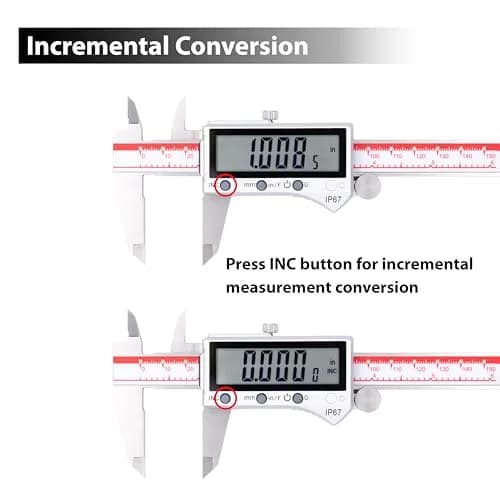 VINCA DIPA-0605 Digital Caliper 150mm (6 Inch) | IP67 Stainless Steel with Large LCD thumbnail 4