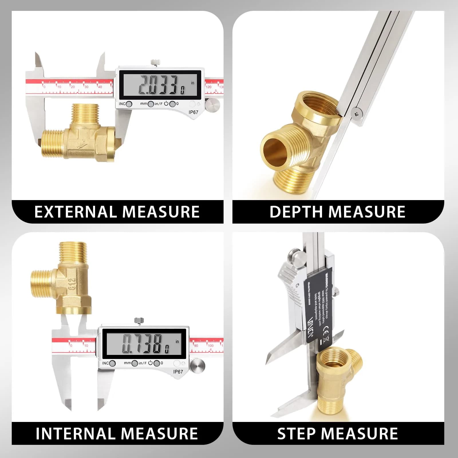 VINCA DIPA-0605 Digital Caliper 6 Inch (150mm) - IP67 Stainless Steel Precision Measurement - view 3