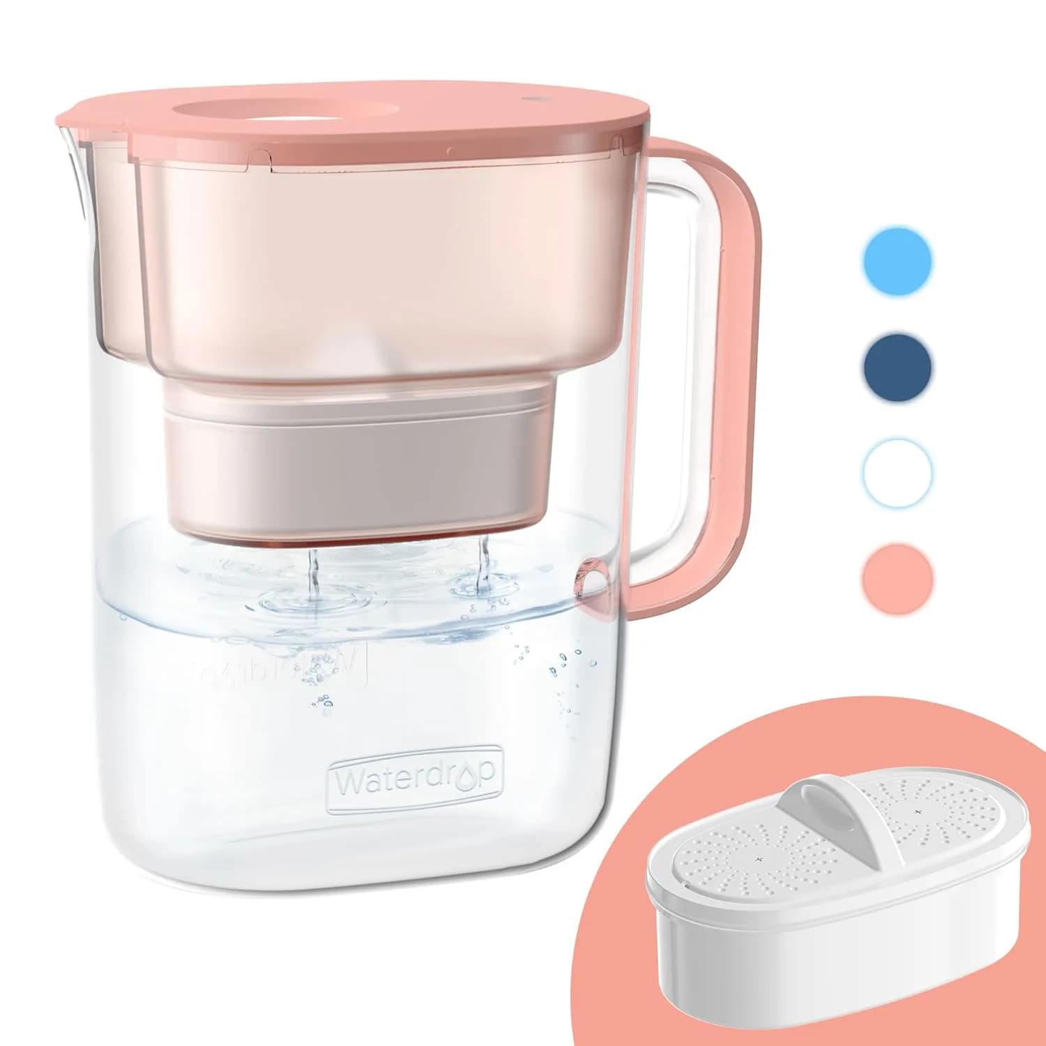 Waterdrop PT-07R Water Filter Pitcher 10-Cup 200 Gallons Pink | NSF Certified for PFOA/PFOS Reduction